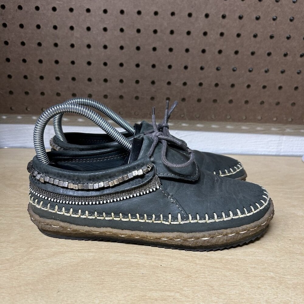 Laidback London Leather Moccasins Slip On Women’s Shoes Size 36 Gray Beaded